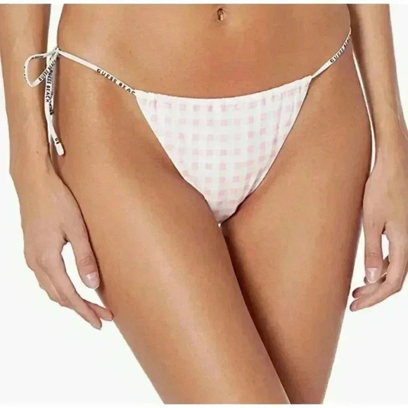 GUESS Women's String Brazilian Swim Bottom, Pink, S - Picture 1 of 2
